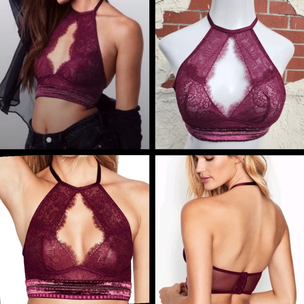 MEDIUM women VICTORIA'S SECRET bra halter lace bralette - no underwire